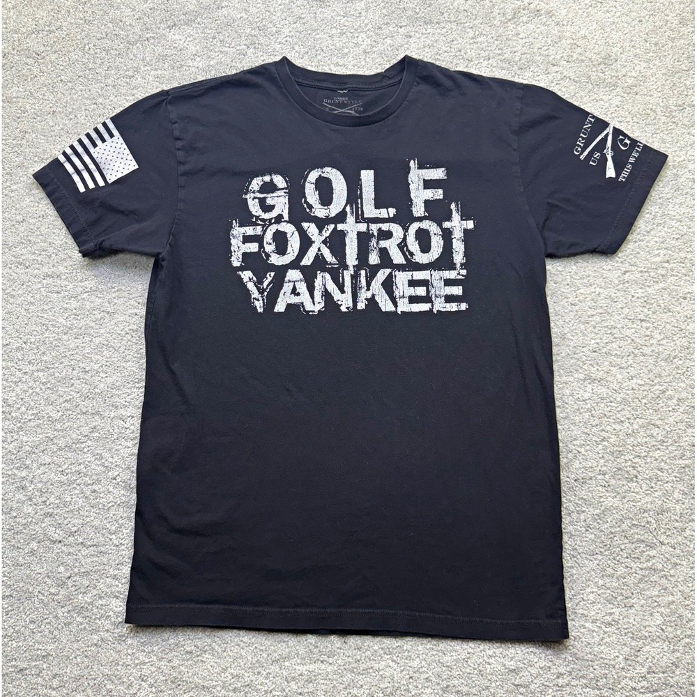 Grunt Style Men Black Golf Foxtrot Yankee GFY Graphic T-Shirt Size Large